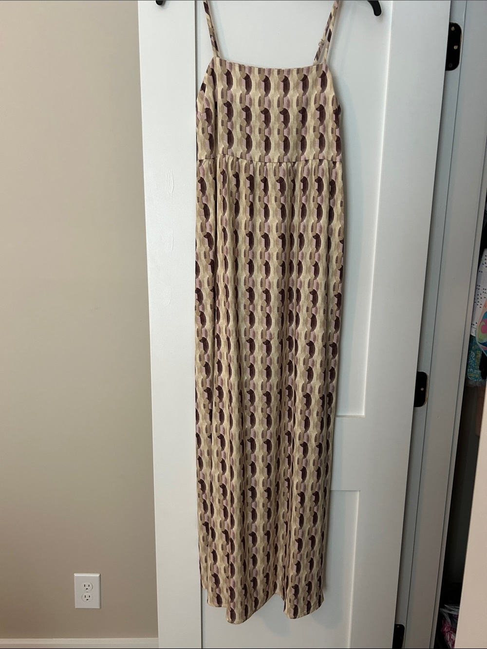 Monteau Beige and Brown Patterned Maxi Dress